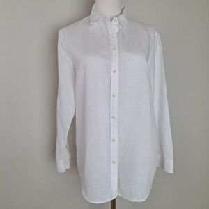 Banana Republic Dillon Classic Fit Solid White Linen & Cotton Blend Shirt